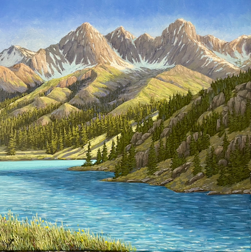 The Emerald Waters of Crater Lake 20x20 $1700 at Hunter Wolff Gallery